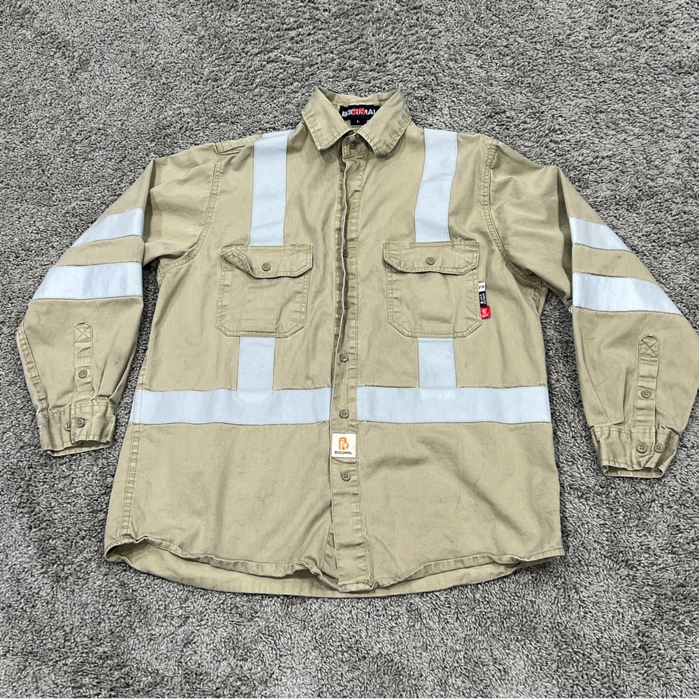 BOCOMAL FR Shirts Flame Resistant Shirt NFPA2112/CAT2 6.5oz Fire Resist Large